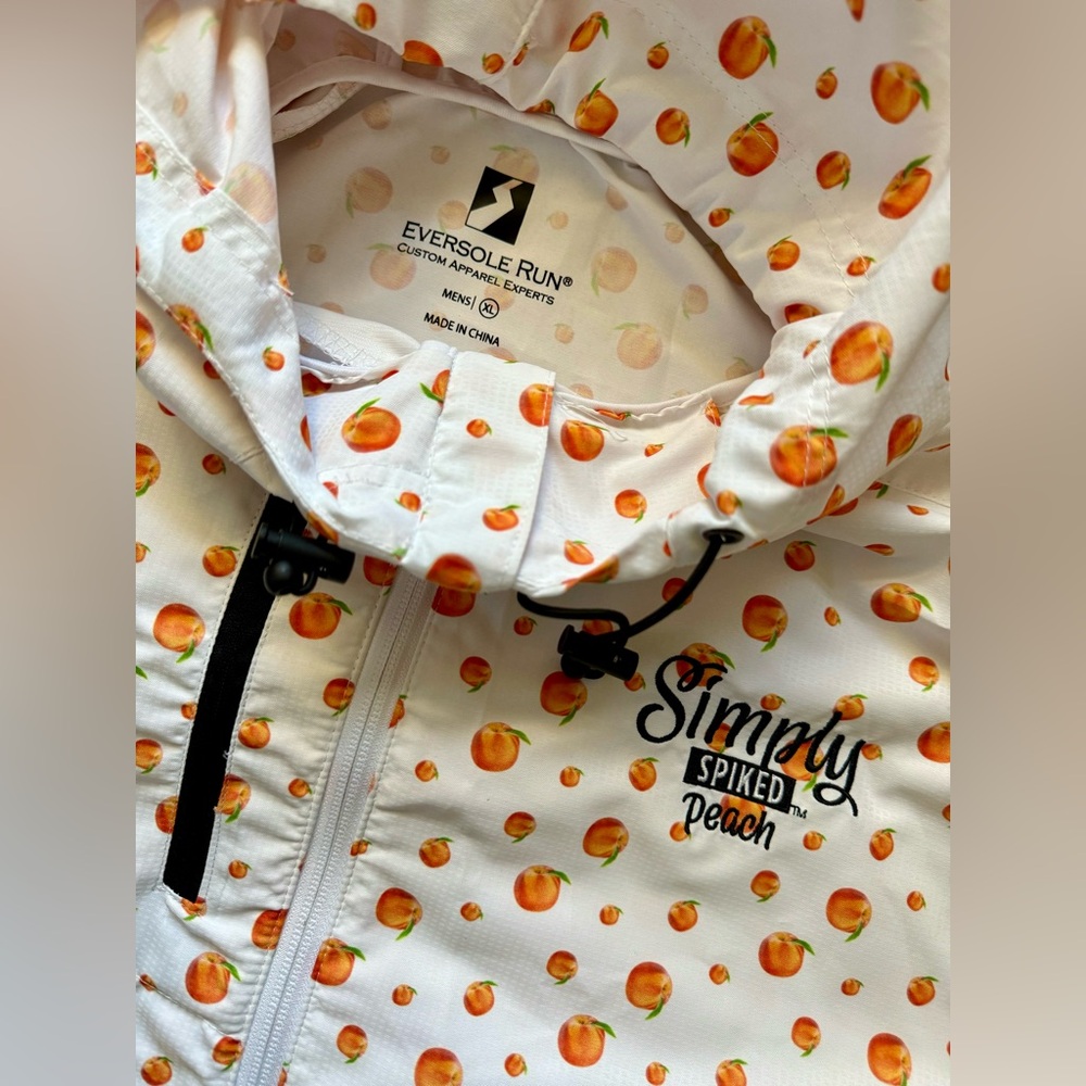 Men’s XL Simply Spiked Windbreaker Eversole Peach Jacket White Rain Coat Hoodie